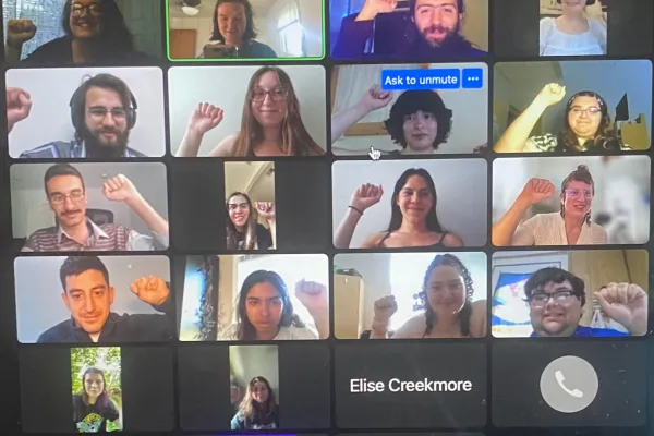 Union members on a zoom meeting 